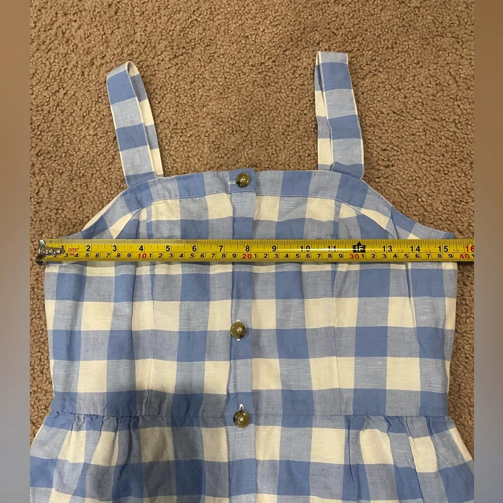 J. CREW Gingham Print Linen Blend Button Down Boho Dress - Image 5