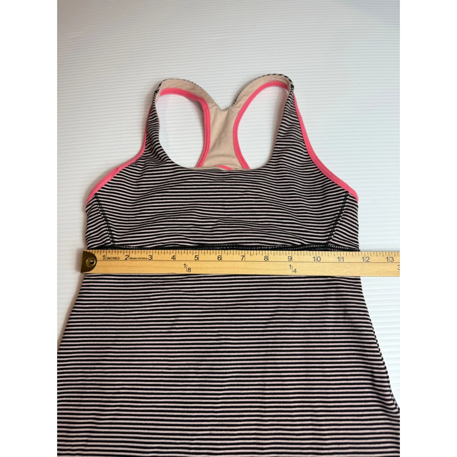 Lululemon Striped Tank Top Shelf Bra Athletic‎ Workout Yoga Racerback Pink 4 - Image 3