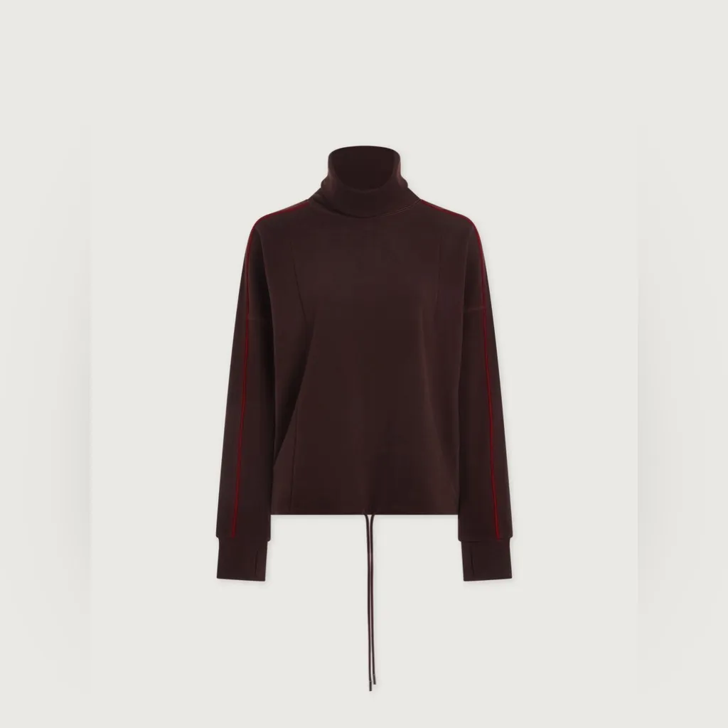 Varley Ariana High Neck Midlayer Red Chocolate Marl/ Red Dahlia size XS - Image 14