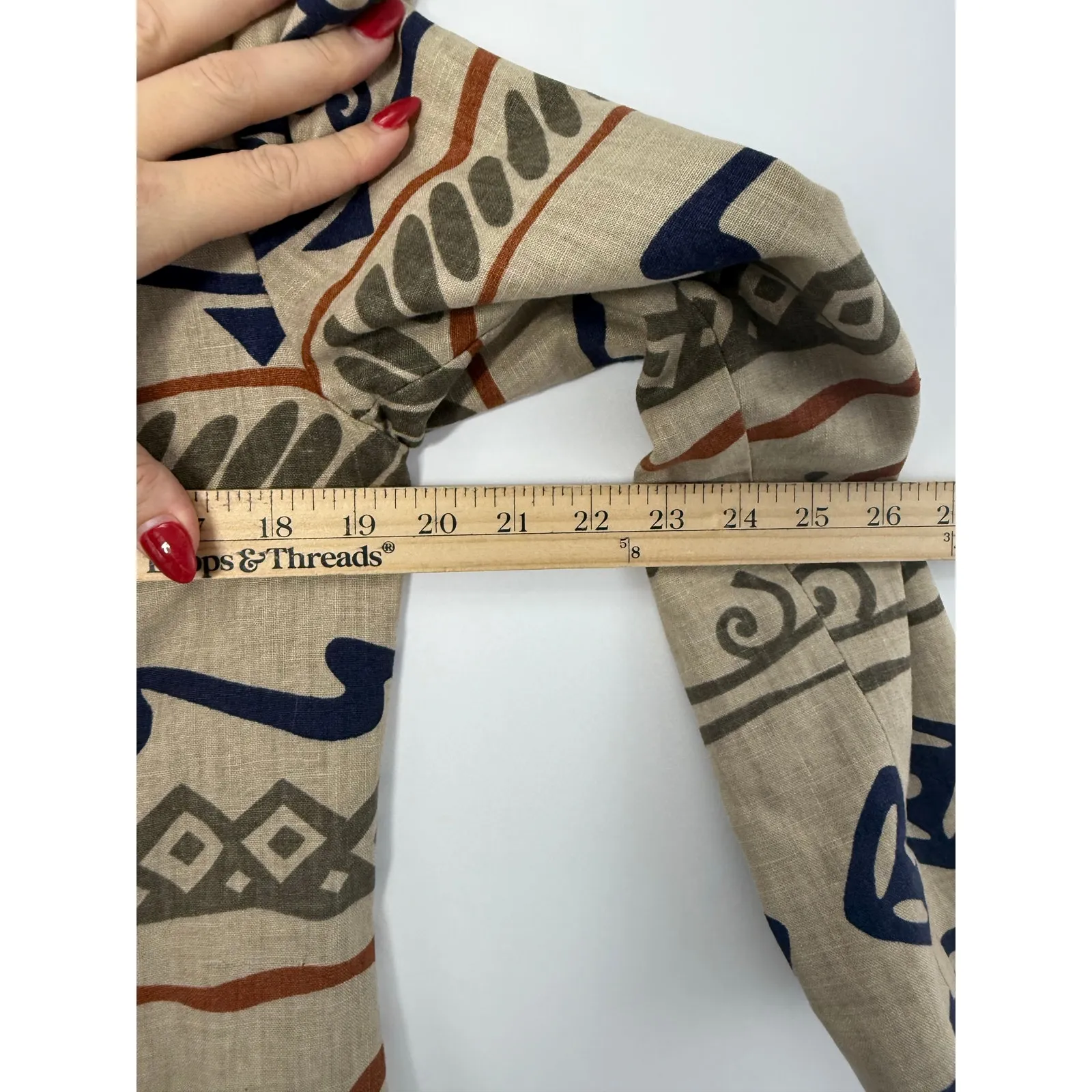 Vintage Rafaella Southwestern Tribal Linen Blend Blazer Boho Aztec Jacket Size 4 - Image 7