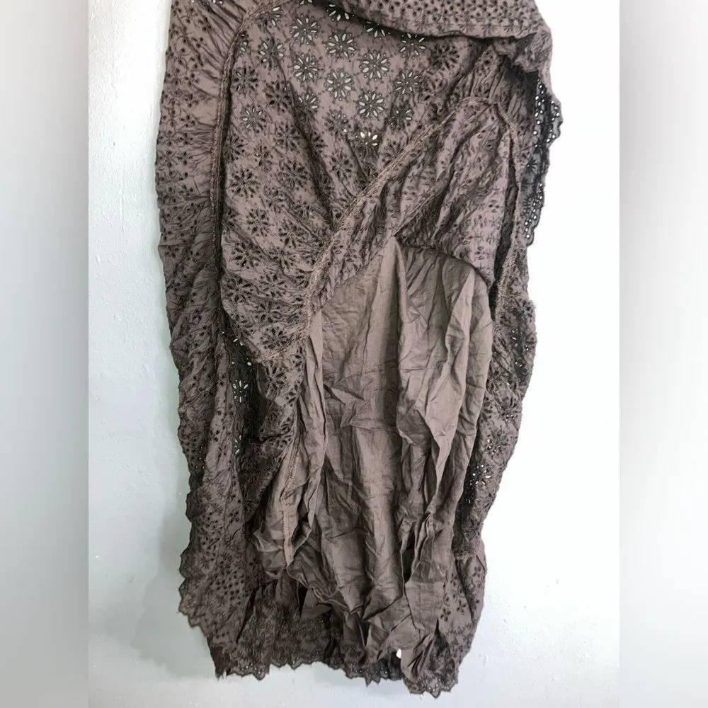 Lucky Brand Women's Tie Sleeve Tiered Eyelet Coastal cowgirl Dress - Size Medium - Image 9