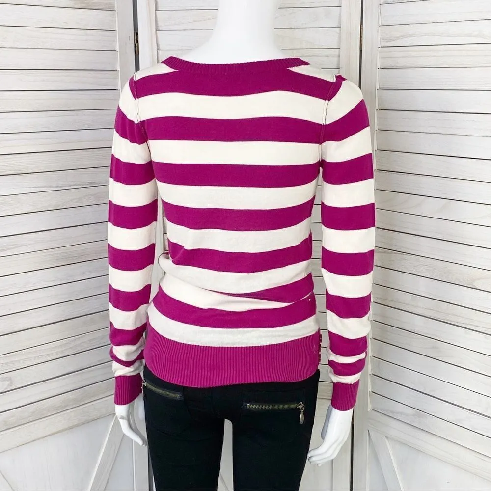 T/O Striped Y2K 90s Pullover Sweater Pink White‎ Juniors Small Size undefined - Image 4