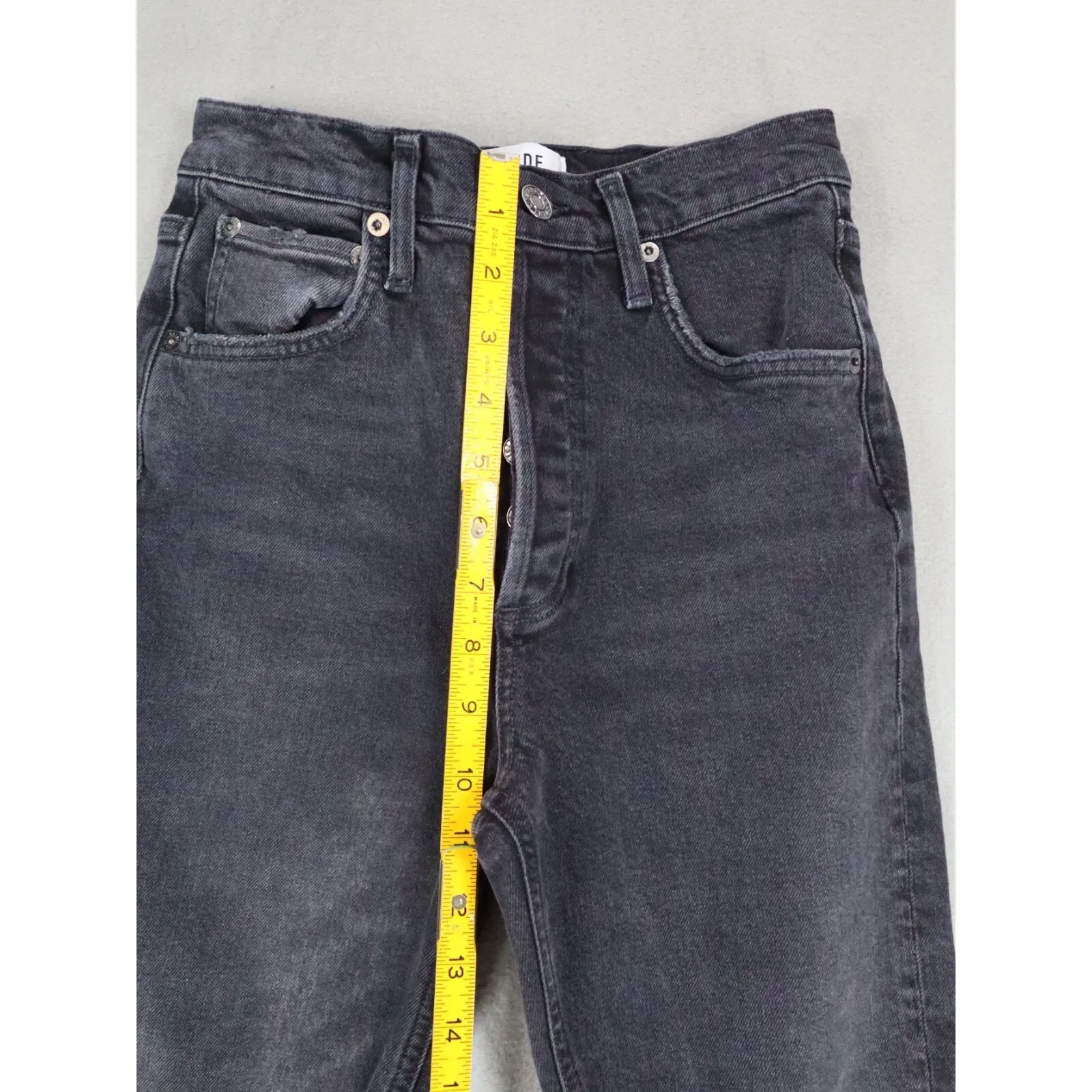 AGOLDE Riley High Rise Straight Crop Jeans Panoramic Black Denim Size 24 $198 - Image 8