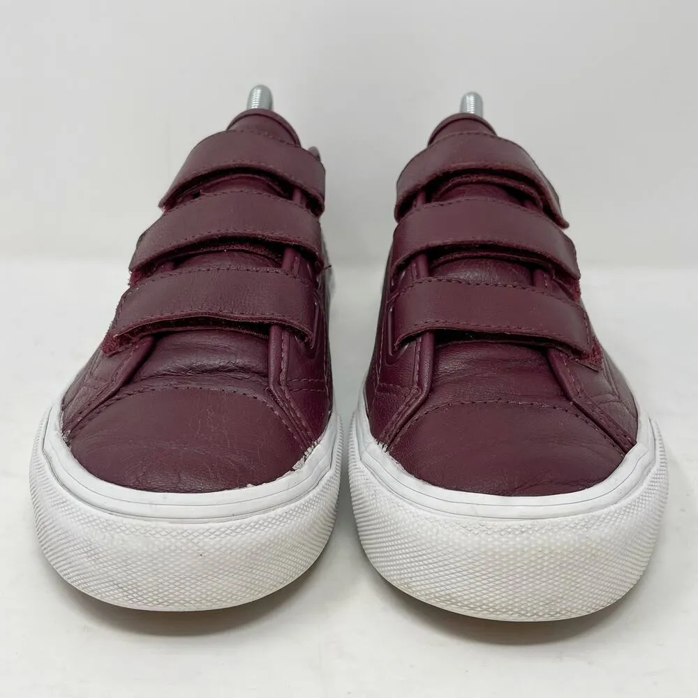 Vans Burgundy Leather Three Strap Skate Shoes Womens 9 Hook And Loop - Image 3
