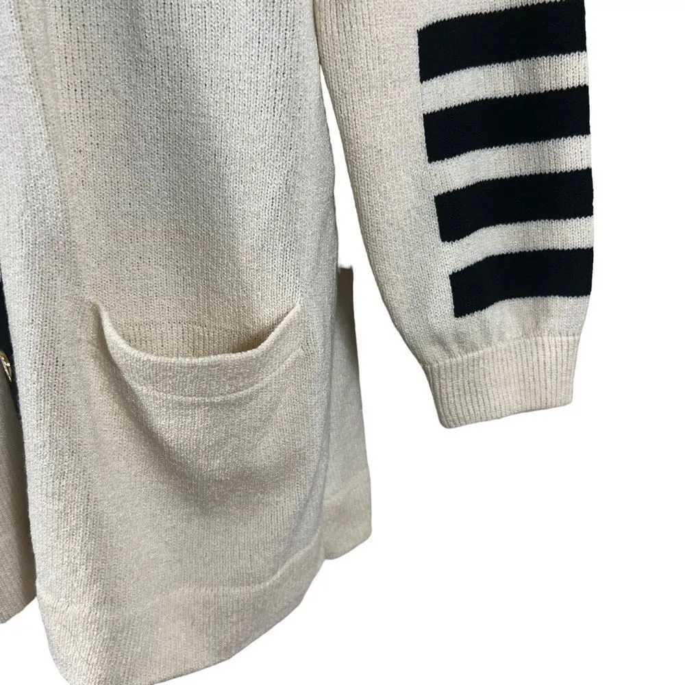 Vintage Alnoral Cream & Black Wool Blend Cardigan Sweater Black Size M - Image 7
