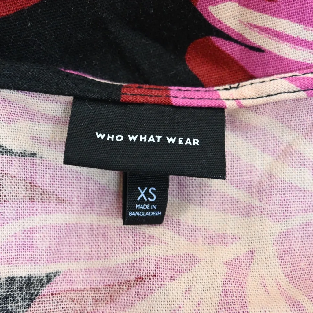 Who What Wear Women's XS Tropical Puff Sleeve Linen Dress - Image 10