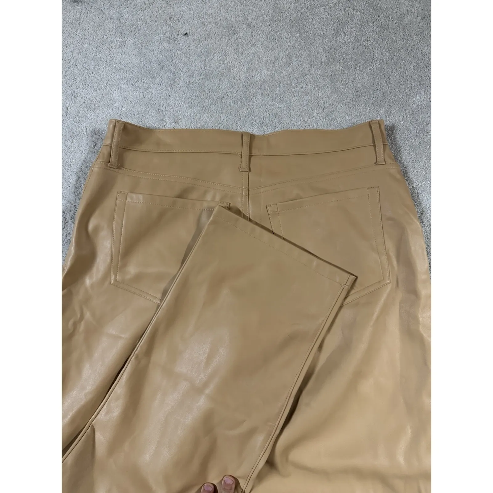 Hollister Brown Faux Leather‎ Fleece Lined Mid Rise Straight Leg Pants 15 R NWOT - Image 2