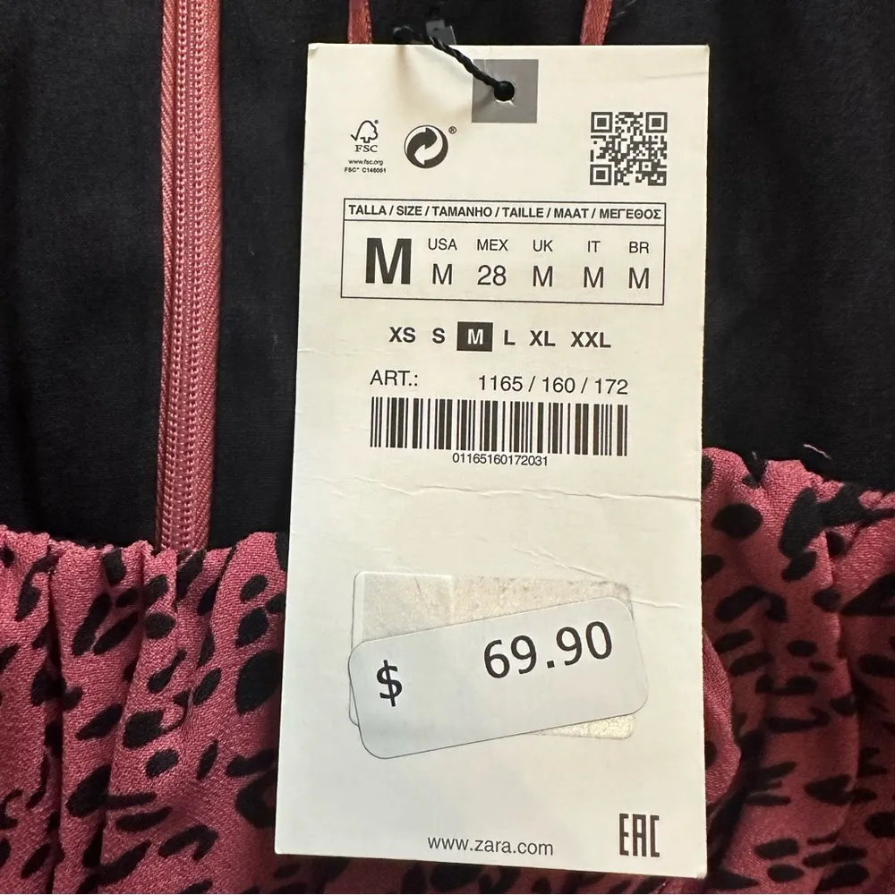 NWT Zara Draped Pink Leopard Print Mini Dress size M - Image 7