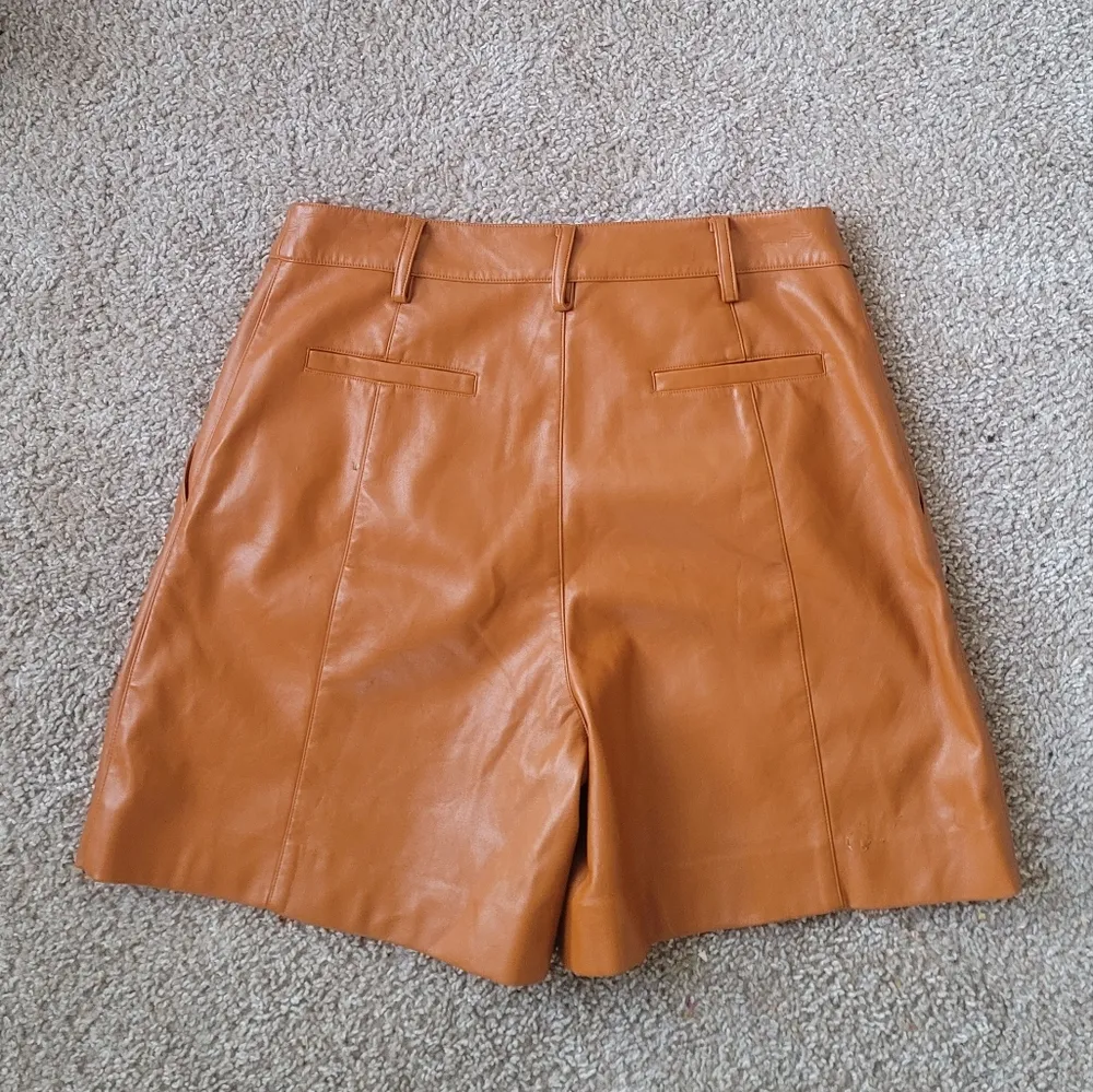 Jason Wu Collection $215 Brown Vegan Faux Leather High Rise Shorts 4 - Image 8