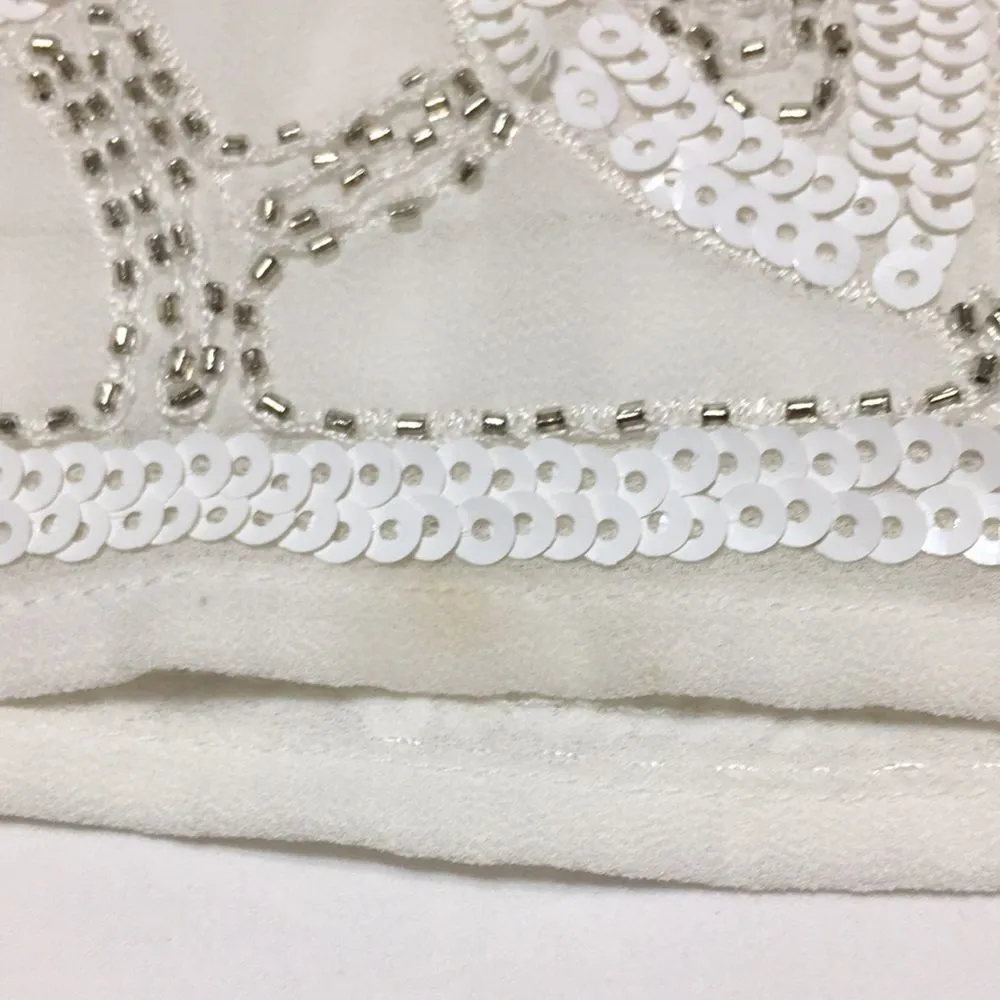 Verty • White Sequin Floral Skirt Large - Image 10