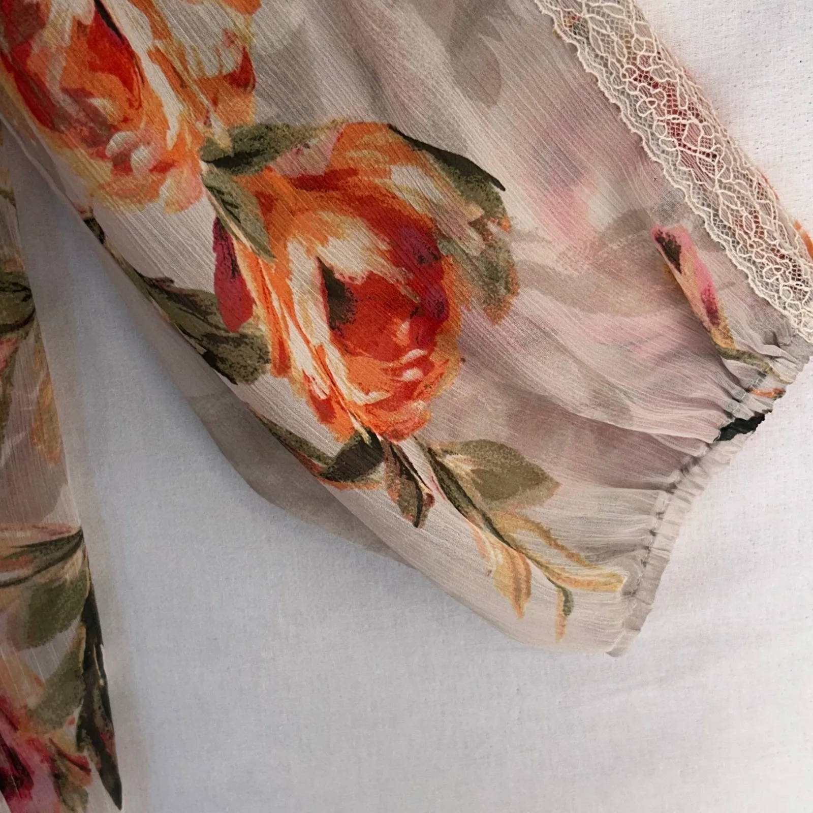 Susan Graver Fairy Top Large Rose Sheer Chiffon Romantic Feminine Boho Garden - Image 6