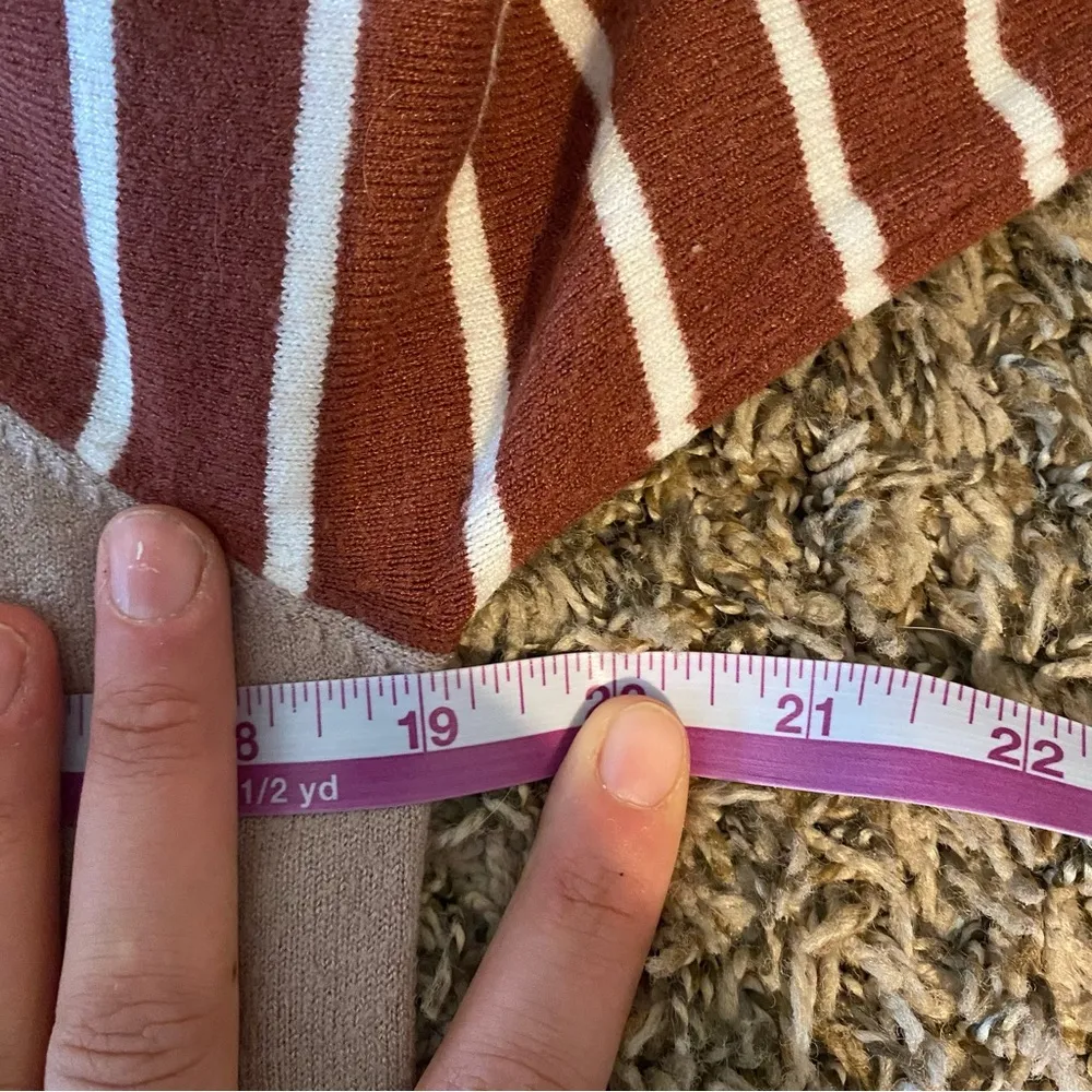 Pink Clover tan Beige Burnt Orange Long Sleeve Strip Women’s Large - Image 4