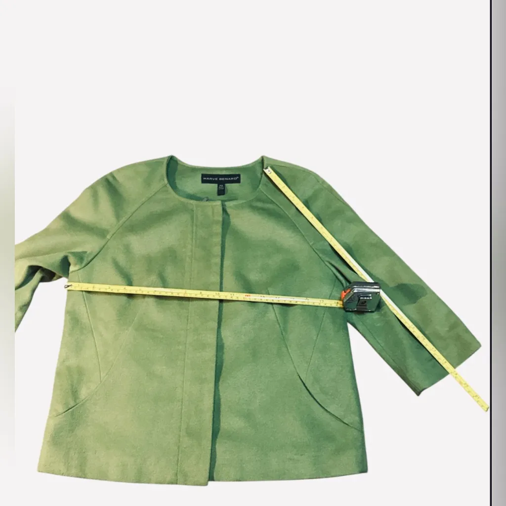 Harve Bernard Elements Petite Small Green Soft Fleece Jacket Blazer Hidden Zip - Image 7