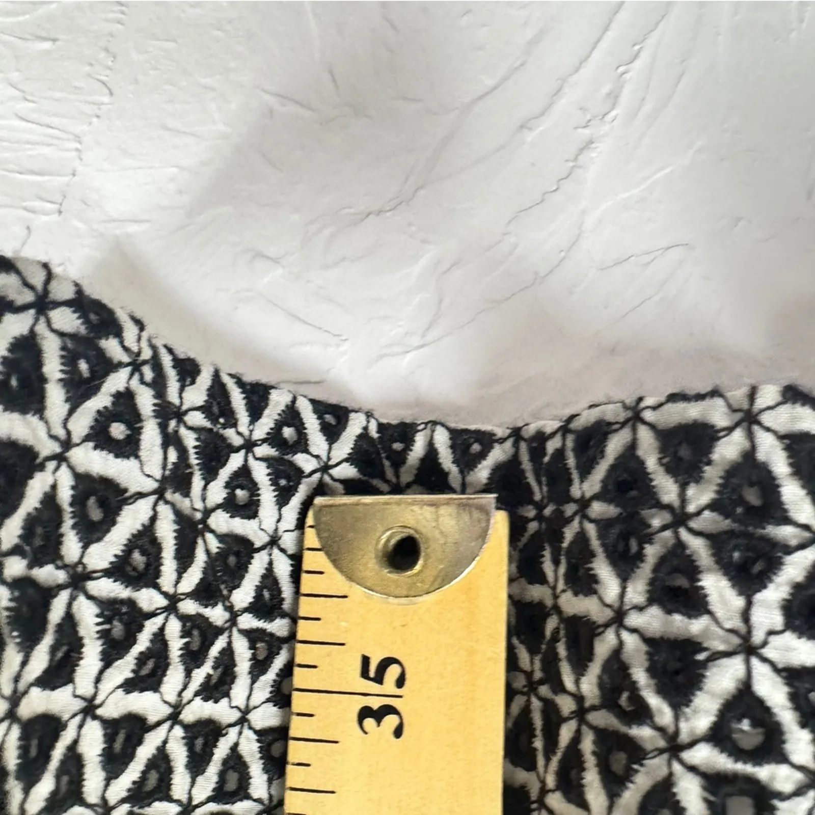 J Crew Blue White Contrast Eyelet Fit Flare Mini Dress Womens 10 Preppy Classic - Image 11