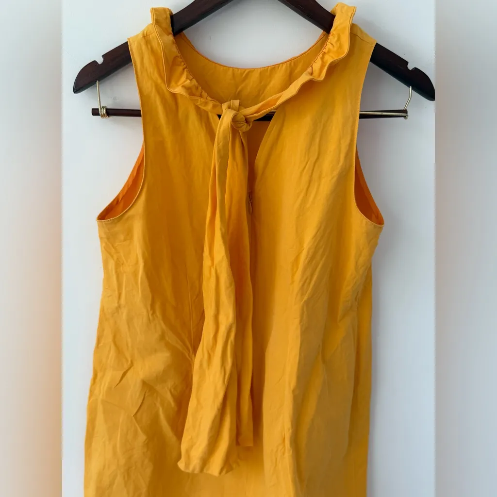 Tyler‎ Boe Women's Shift Dress S Sleeveless Linen Ruffle Collar Pockets Yellow - Image 5