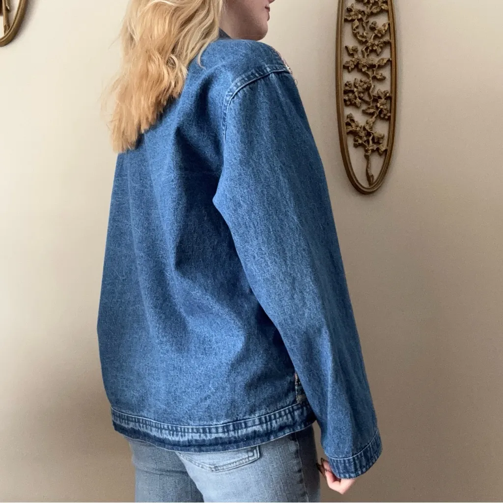 New Directions Colorful Patchwork Denim Jacket Blue Size M - Image 8
