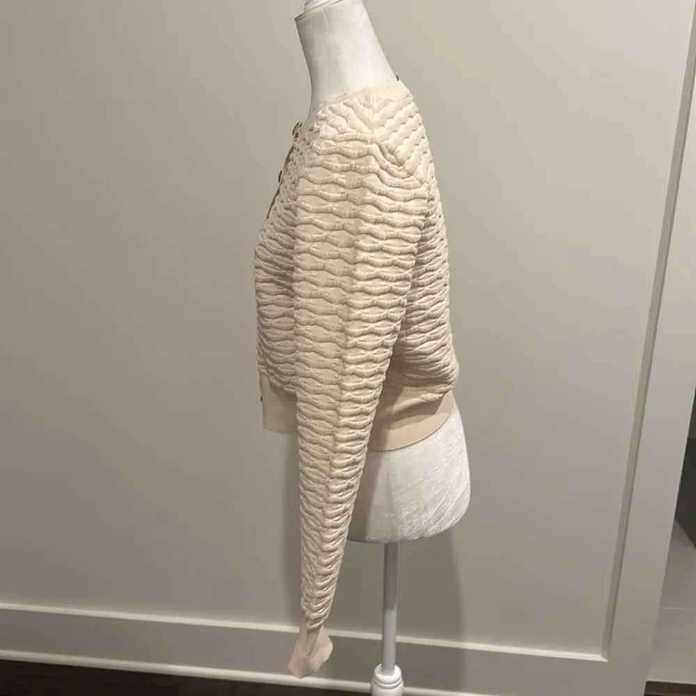 Express Velvet Textured Cream Cardigan Sz M - Image 3