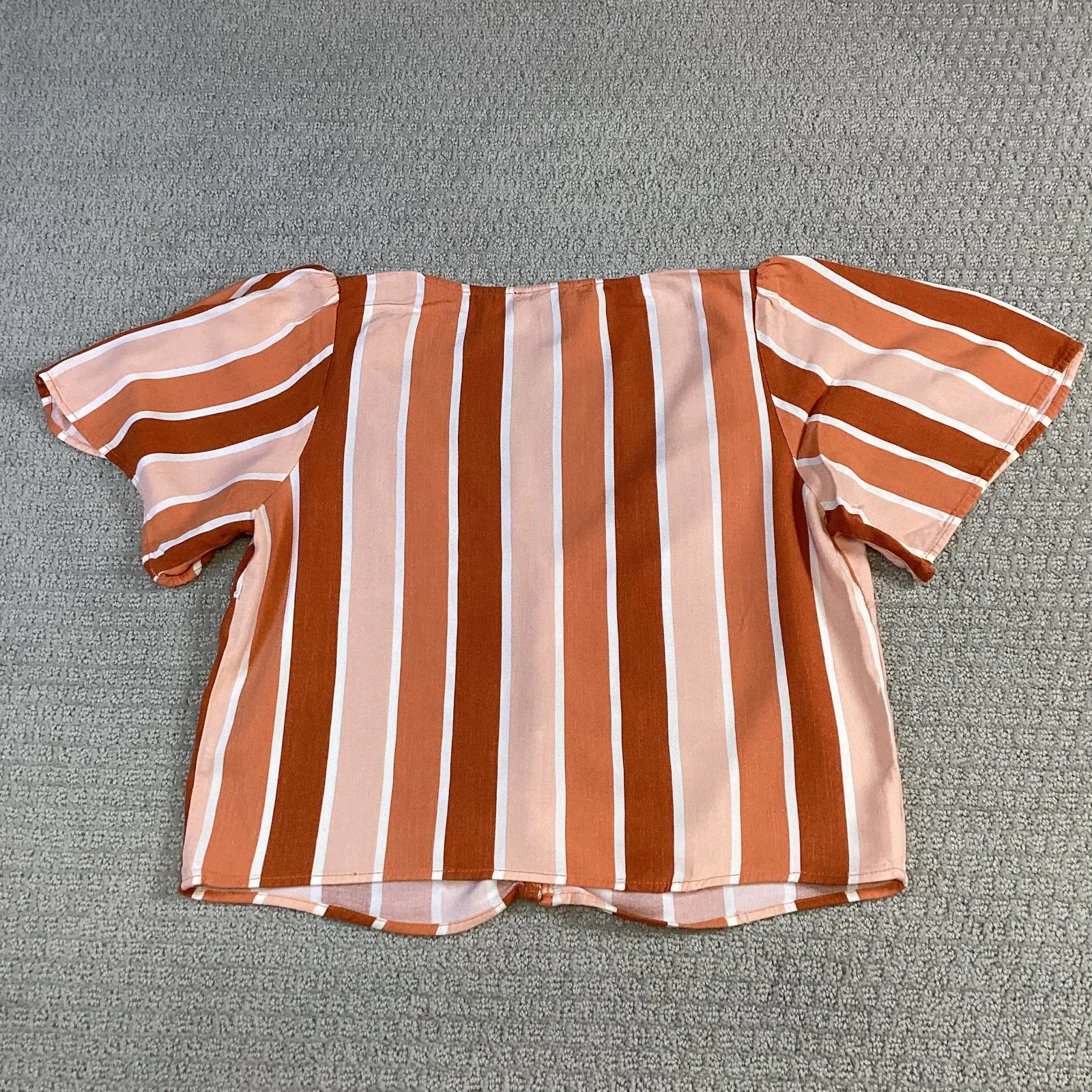 Forever 21 Striped Button Front Blouse Top Womens Size Small‎ Rust Orange - Image 2
