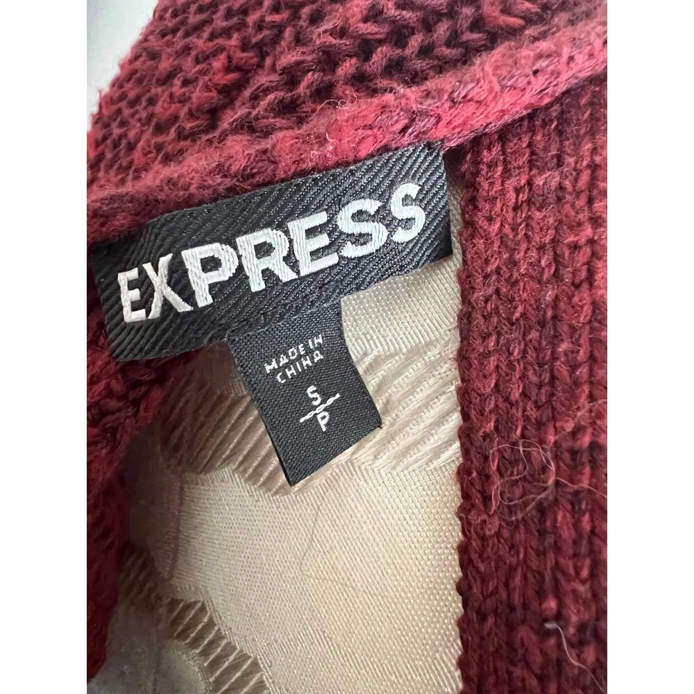 Express Women’s Crossover Back Burgundy Knit Sweater Small - Image 5