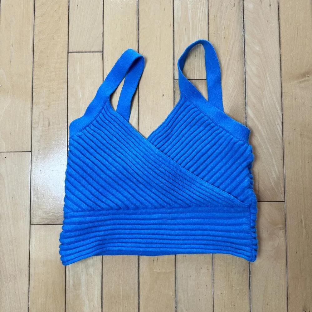 PRINCESS POLLY Ribbed Sweater Knit Wrap Front Cropped Tank Top Shirt Size XS/S - Image 3