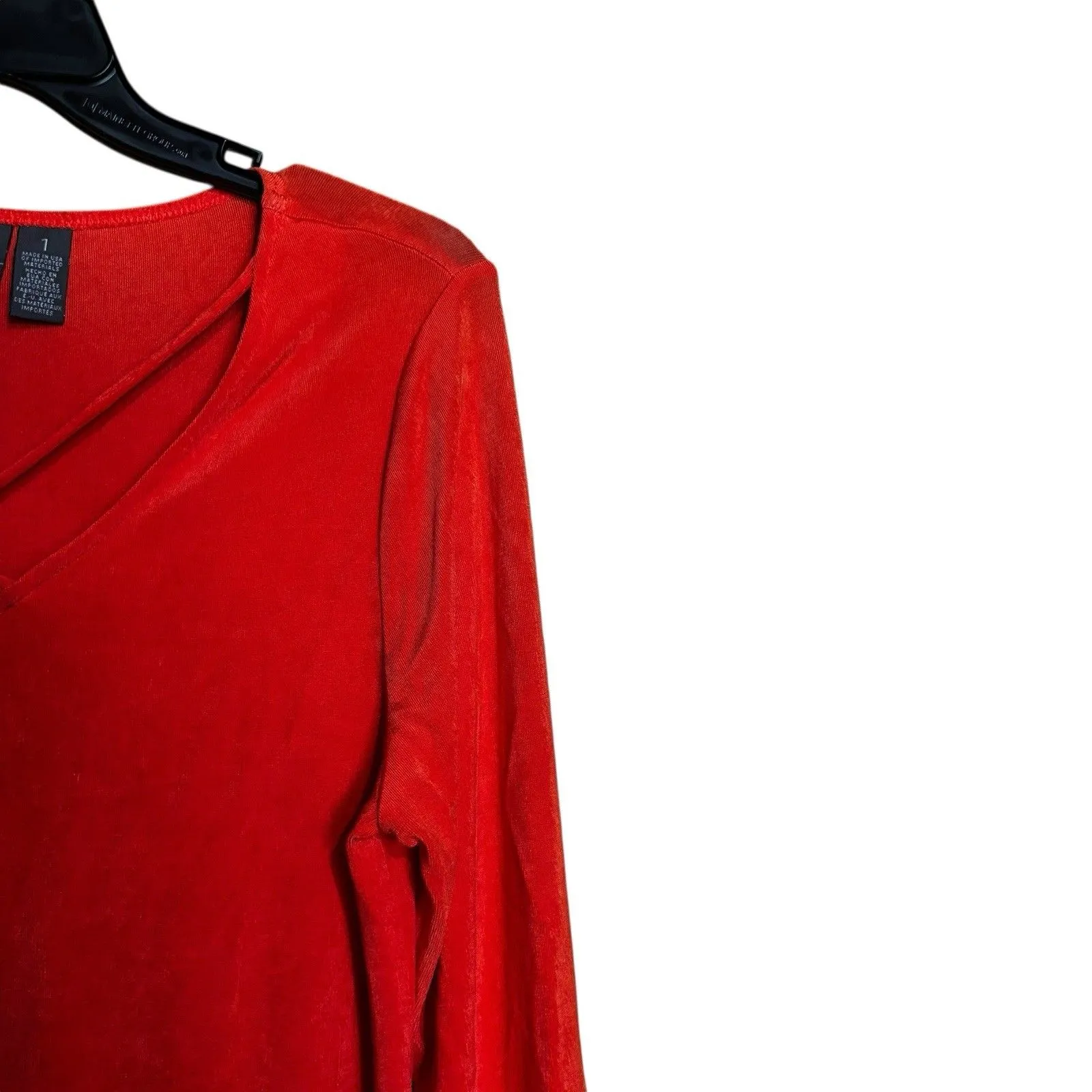 Chicos Travelers Top Women Medium 1 Red Slinky Stretch Crisscross Neck Blouse - Image 3