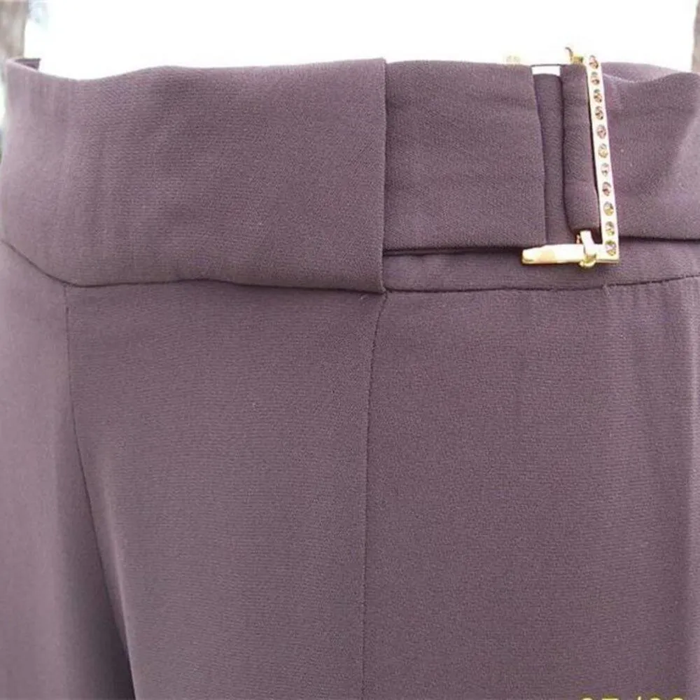 Cache  Expresso SPLIT-LEG to THIGH Front Back Rhinestone Buckle Pant NWT $138 New - Image 4