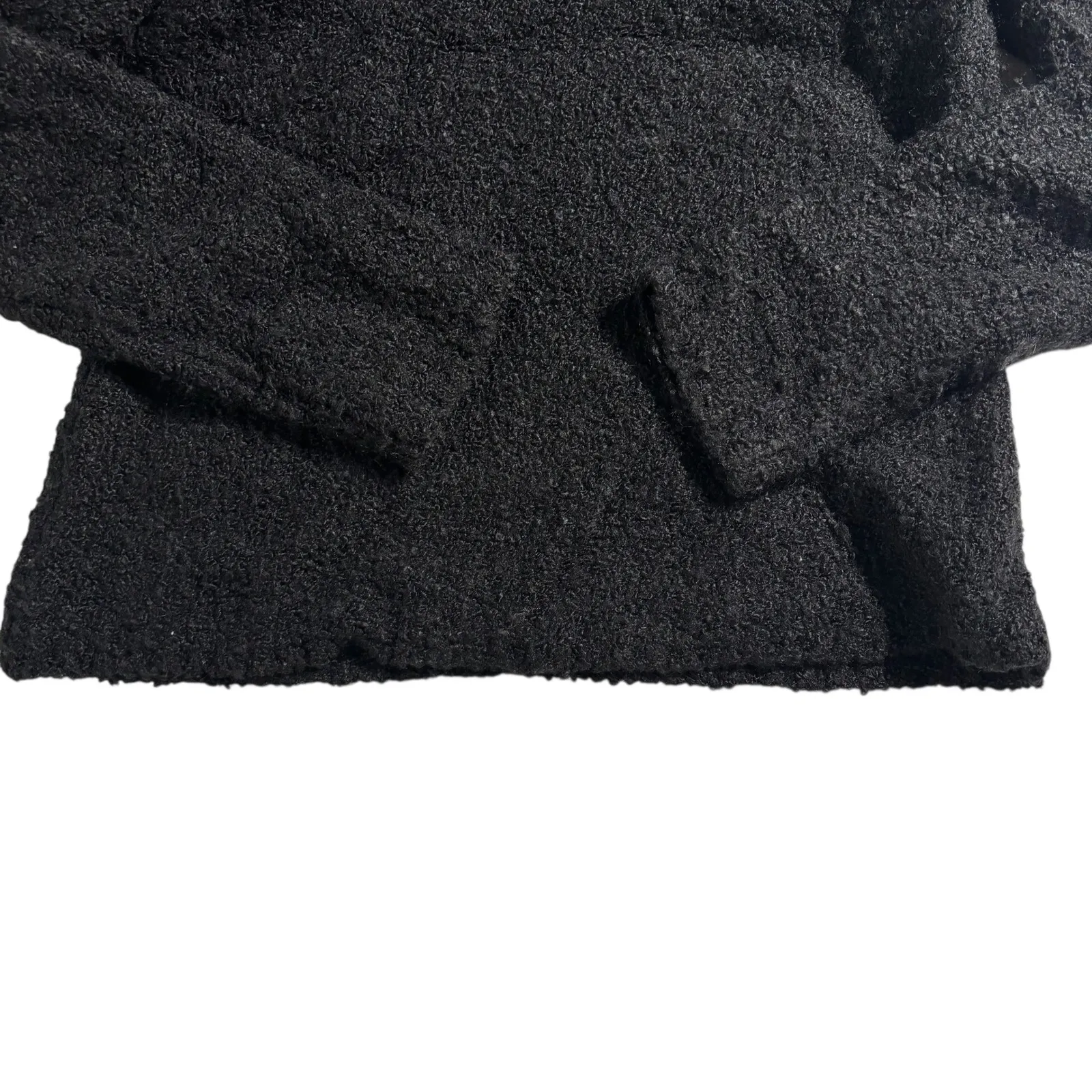 Escapade Black‎ Boucle Knit Rabbit Fur Trim Cowl Neck Sweater Medium Black - Image 5