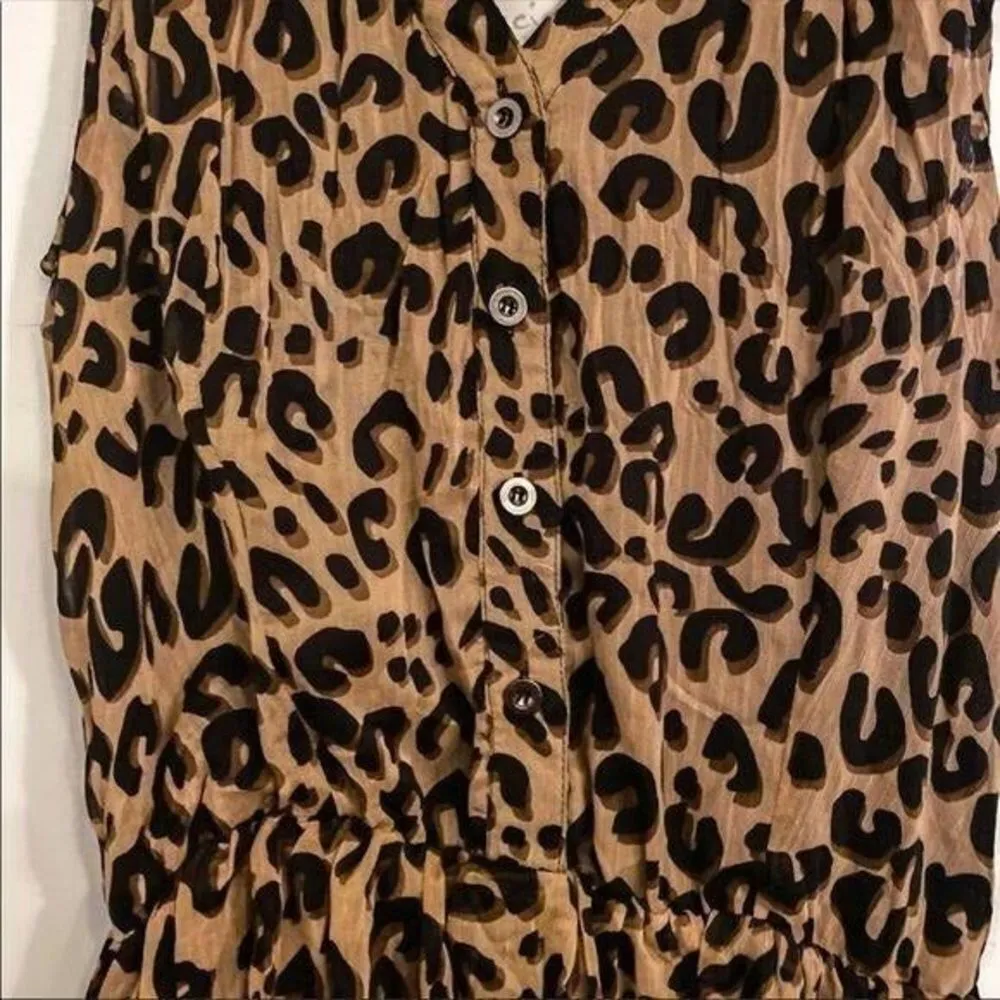 NWT Cecico Leopard Print Sleeveless Ruffle Dress Lace Back Panel Size Medium - Image 6
