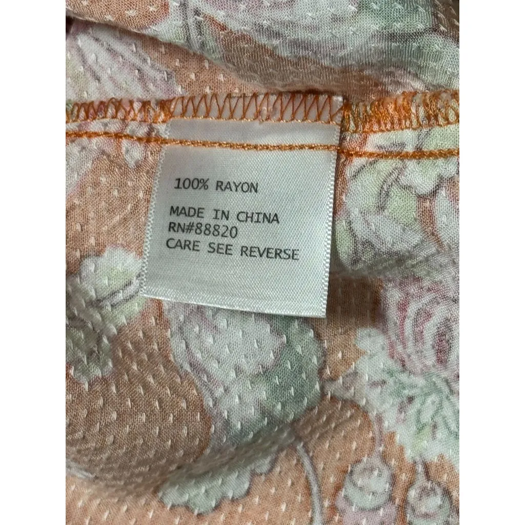 Rachel Roy Women's Multicolor Orange Floral Print Pleated Collar Tank Top Size M - Image 9