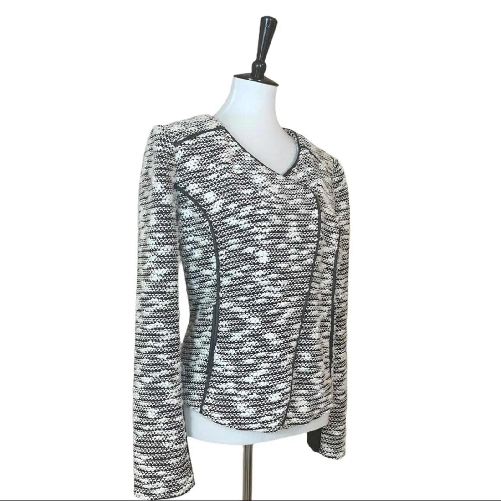 Gibson Latimer Blazer Tweed Moto Jacket Cream Officecore Women's Size Large - Image 4