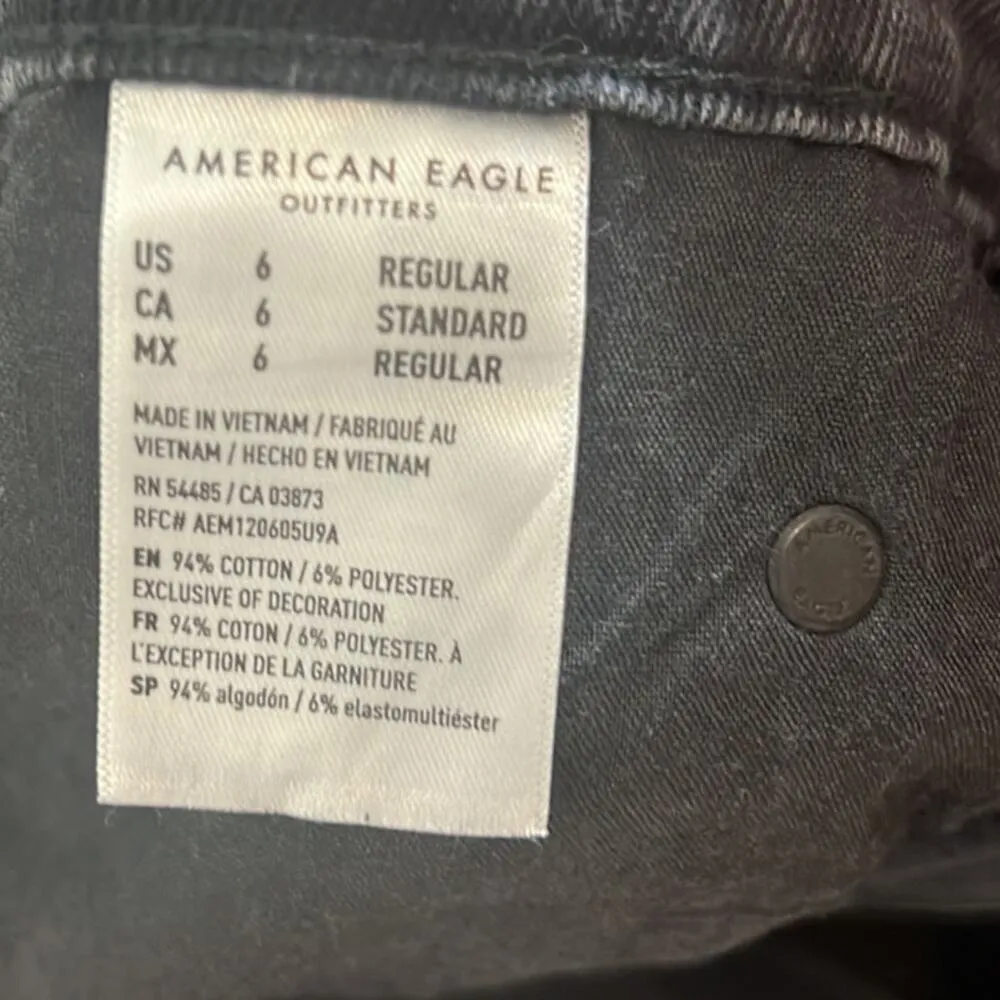 American Eagle Black Super High Rise A-Line Button Down Mini Denim Skirt - Image 4