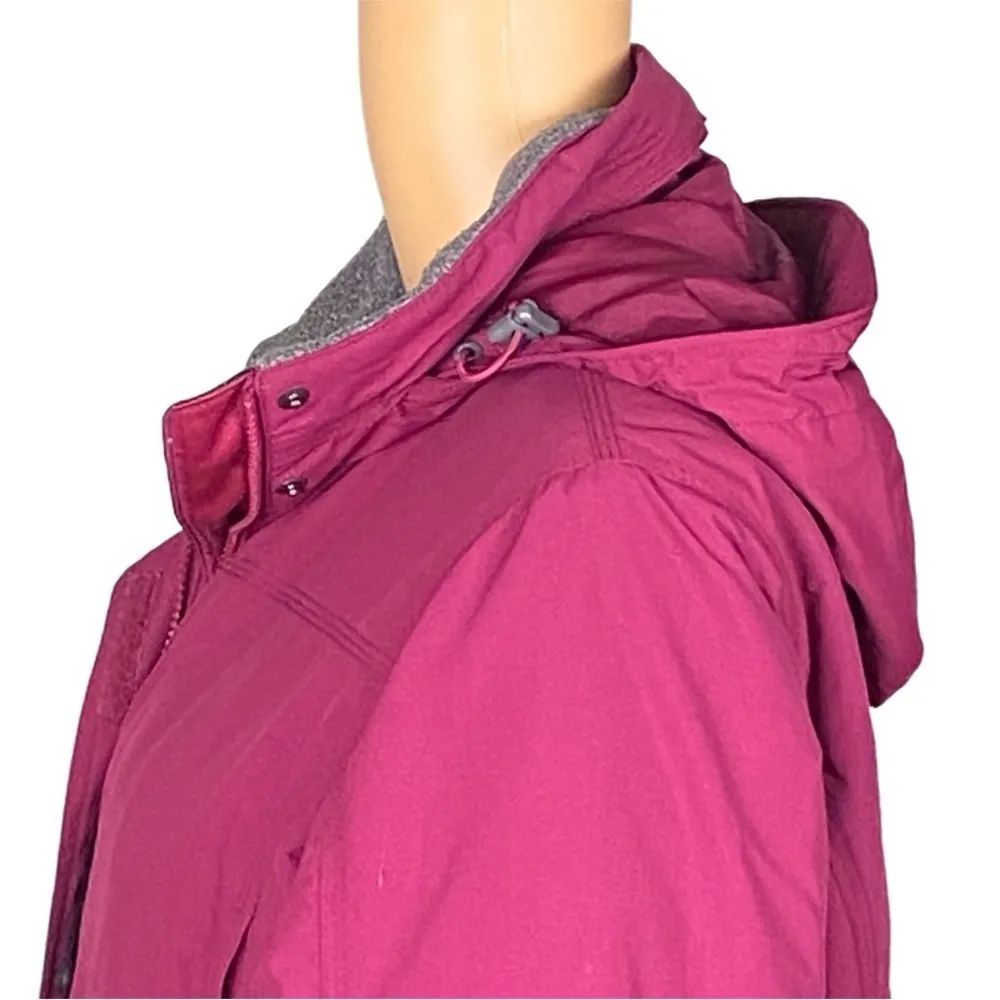 L.L.BEAN raspberry pink with grey trim Thinsulate Quilted winter coat Small VGUC - Image 8