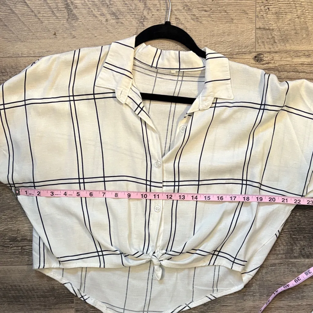 Women's White Plaid Button - Image 3