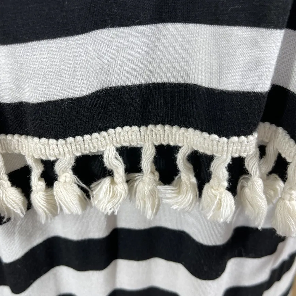 Bellamie Sleeveless Halter Tassel Black White Stripe Maxi Dress Size S - Image 4