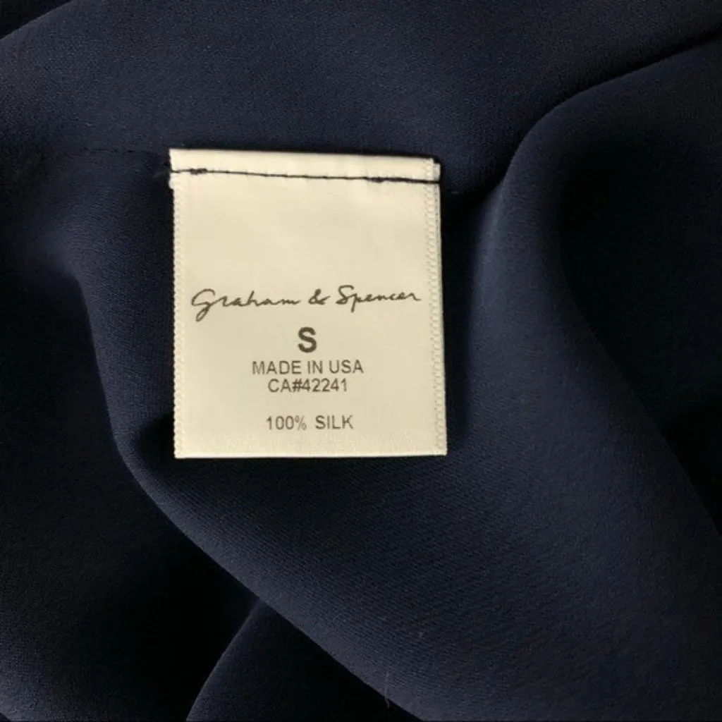 Graham And Spencer 100% Silk Deep‎ V Neck Cocktail Party Dress Small Made In USA Blue - Image 9