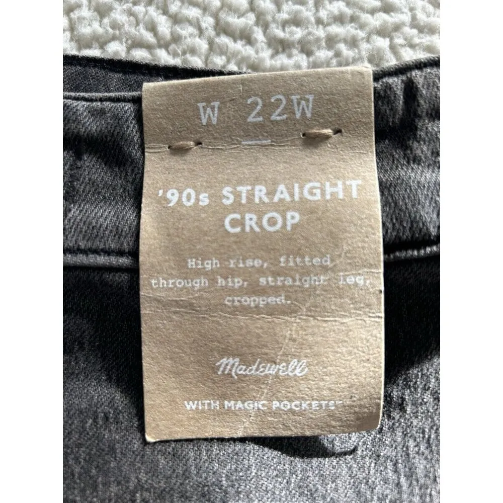 Madewell '90s Straight Leg Crop Raw Hem Jeans Black Size 22W - Image 8