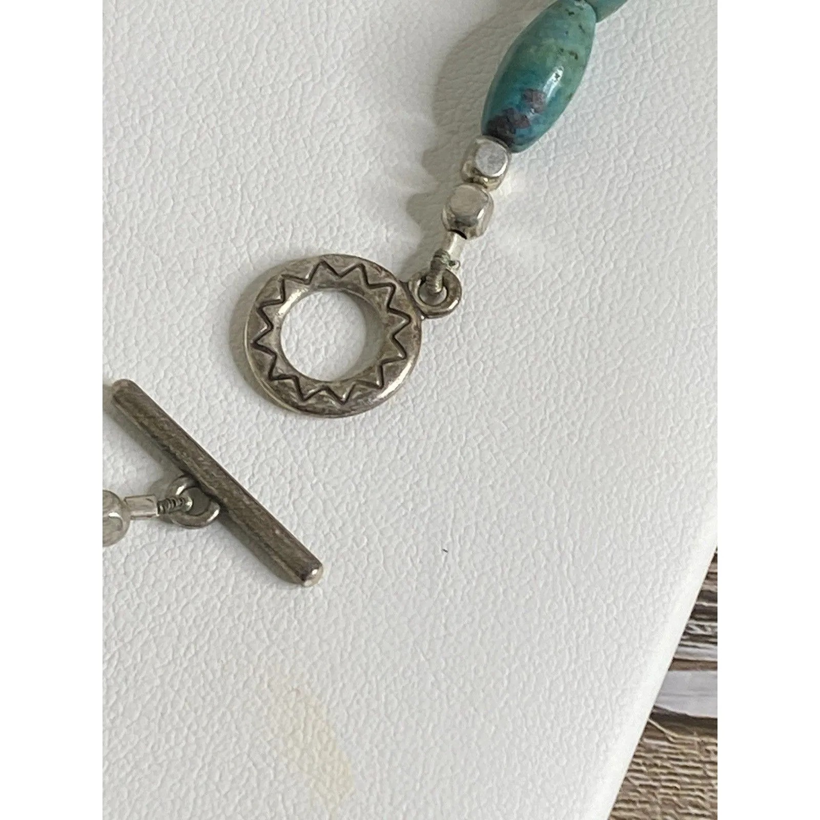 VTG Genuine Turquoise Sterling Cross Native American Southwestern 18” Necklace Blue - Image 8