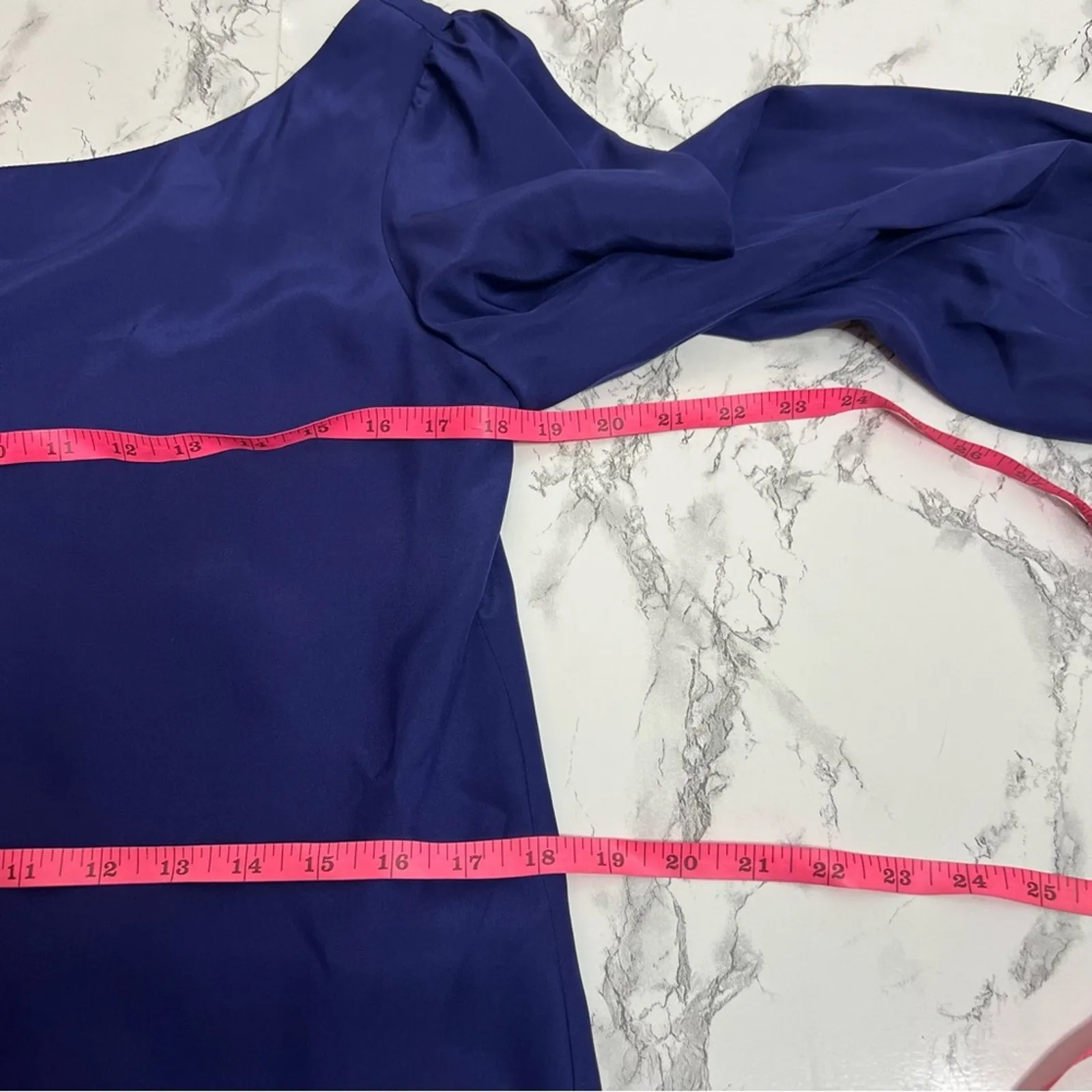 NWT Annie Griffin Meg bell sleeve silk dress navy sz 10 - Image 5