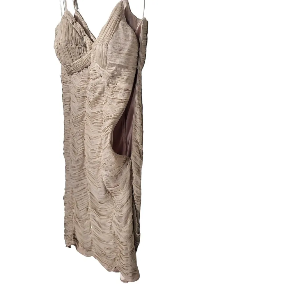 Sue Wong Nocturne Silk Beaded Sequins Ruched Mini Dress in Champagne - Image 6