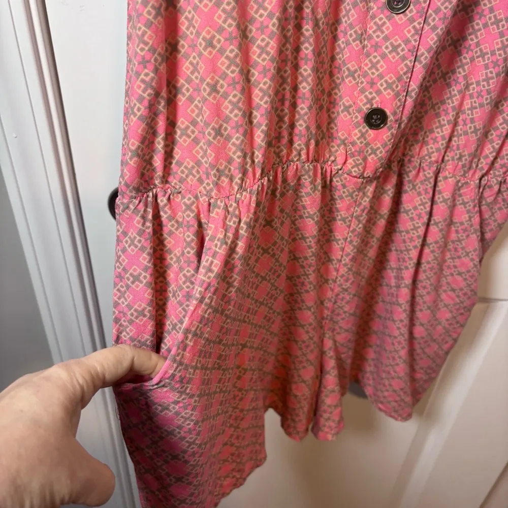 Matilda Jane Pink and Blue Geometric Romper Size Medium - Image 2