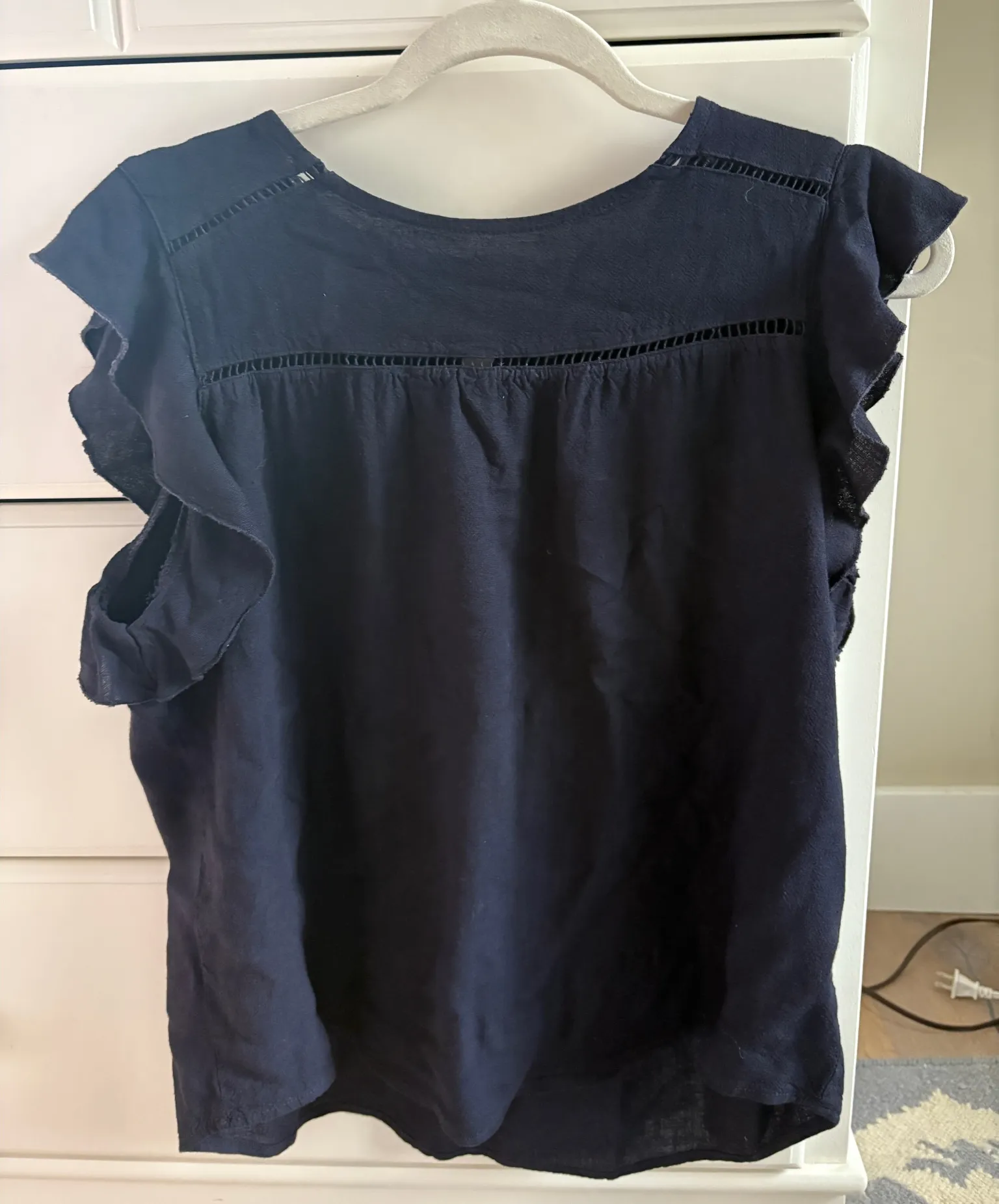 Subdued navy ruffled blouse Blue Size M - Image 2