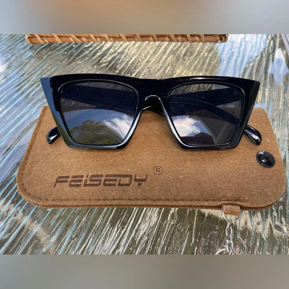 FEISEDY Vintage Square‎ Cat Eye Sunglasses Women Trendy cat eye Sunglasses black - Image 5