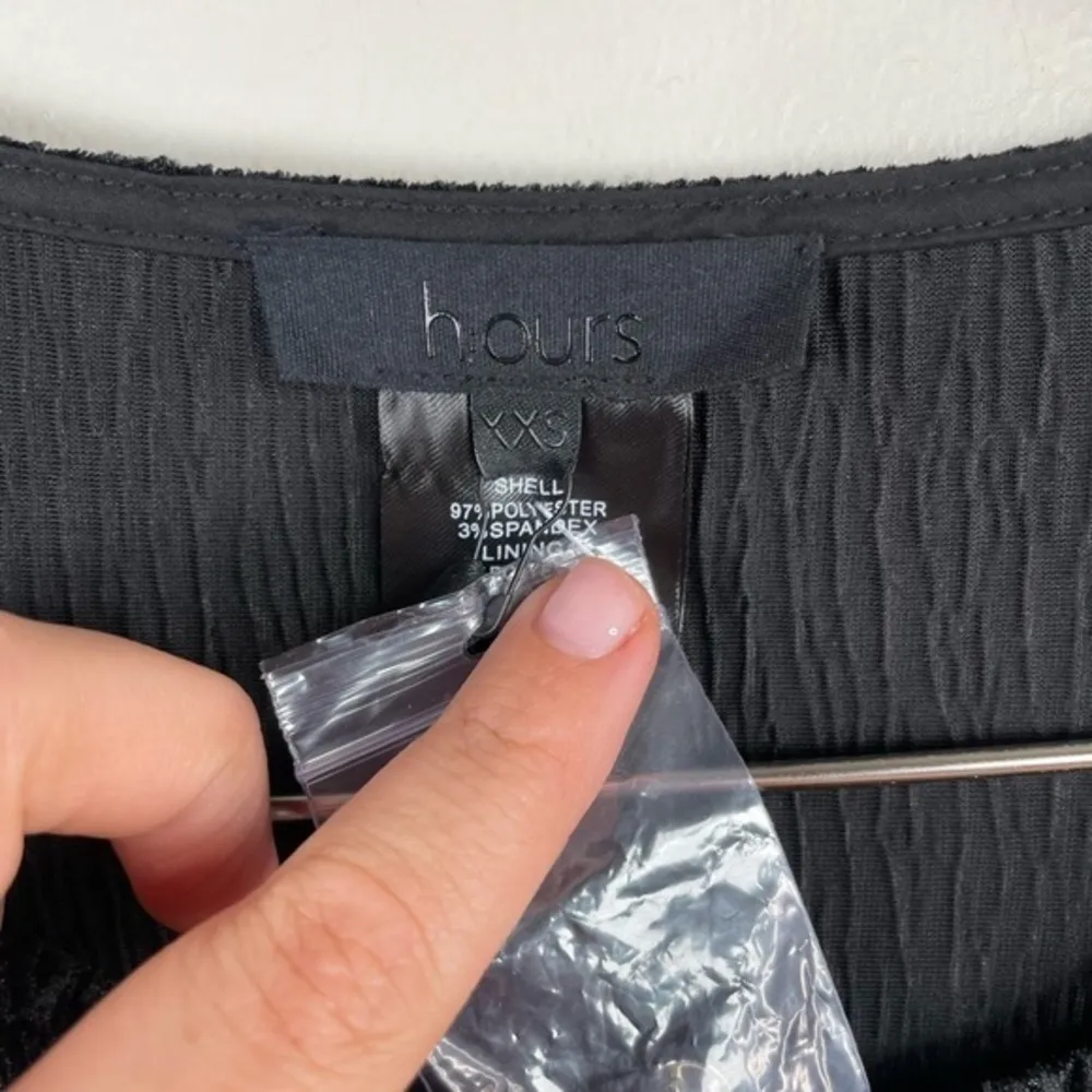 h:ours Black Velvet‎ Deep V Neckline Long Sleeve Mini Dress - Image 6