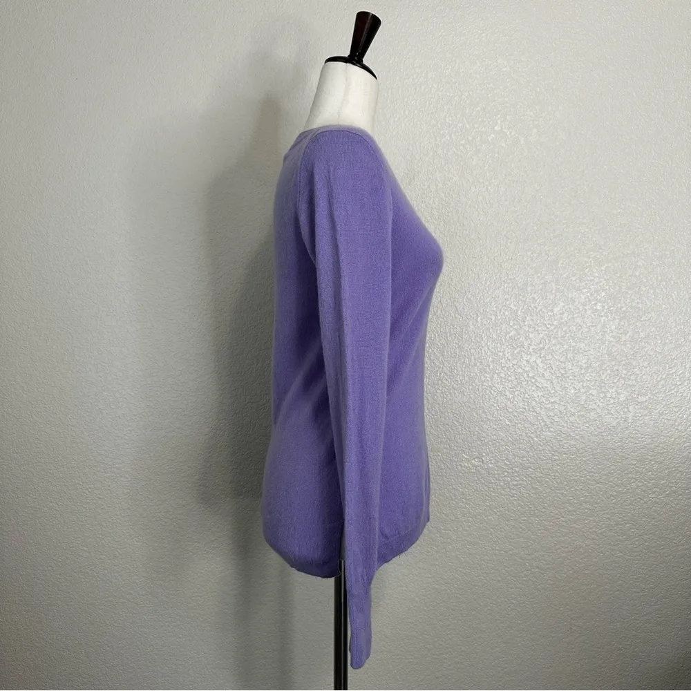 J. Crew 100% Cashmere Purple Crewneck Pull Over Sweater, Sz Small - Image 6