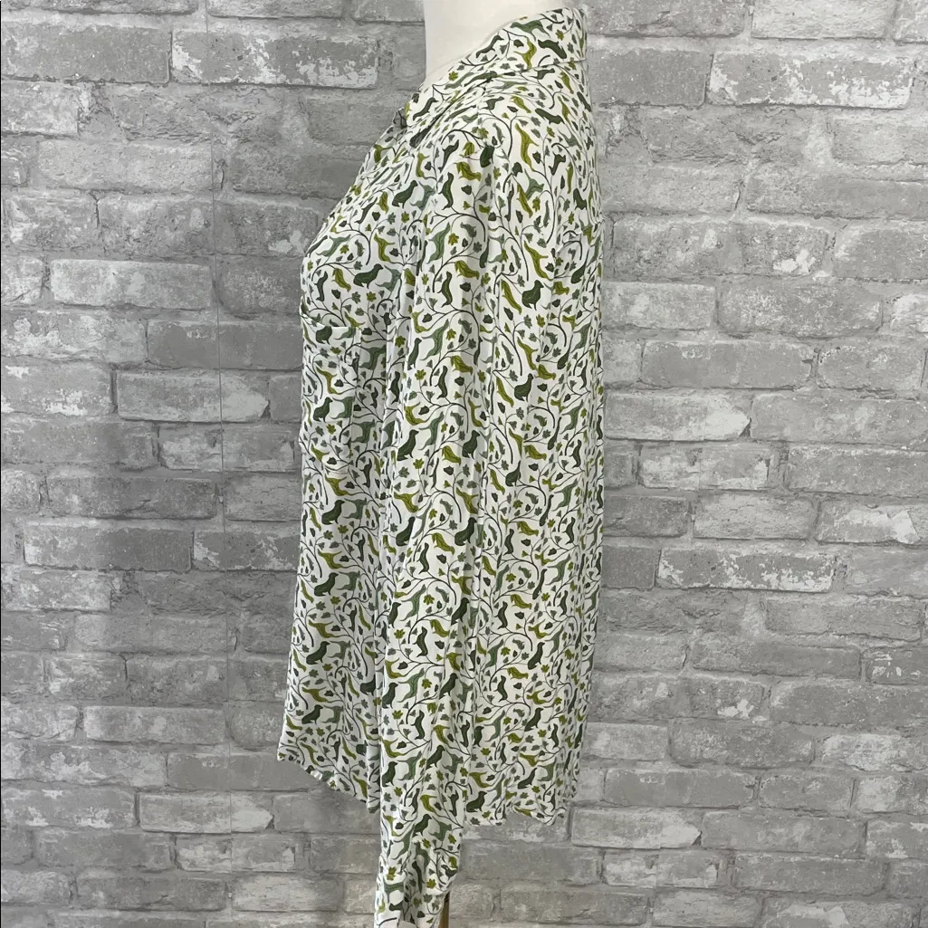 Betabrand Dog Garden Buttondown
Long Sleeve Leaf Print Girlfriend Shirt - Image 4