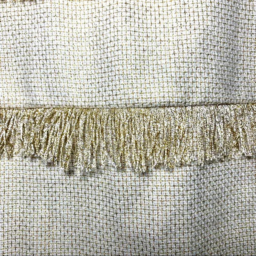 Sunday in Brooklyn Metallic Gold Fringe Striped Sleeveless Top Tan Gold Medium - Image 4