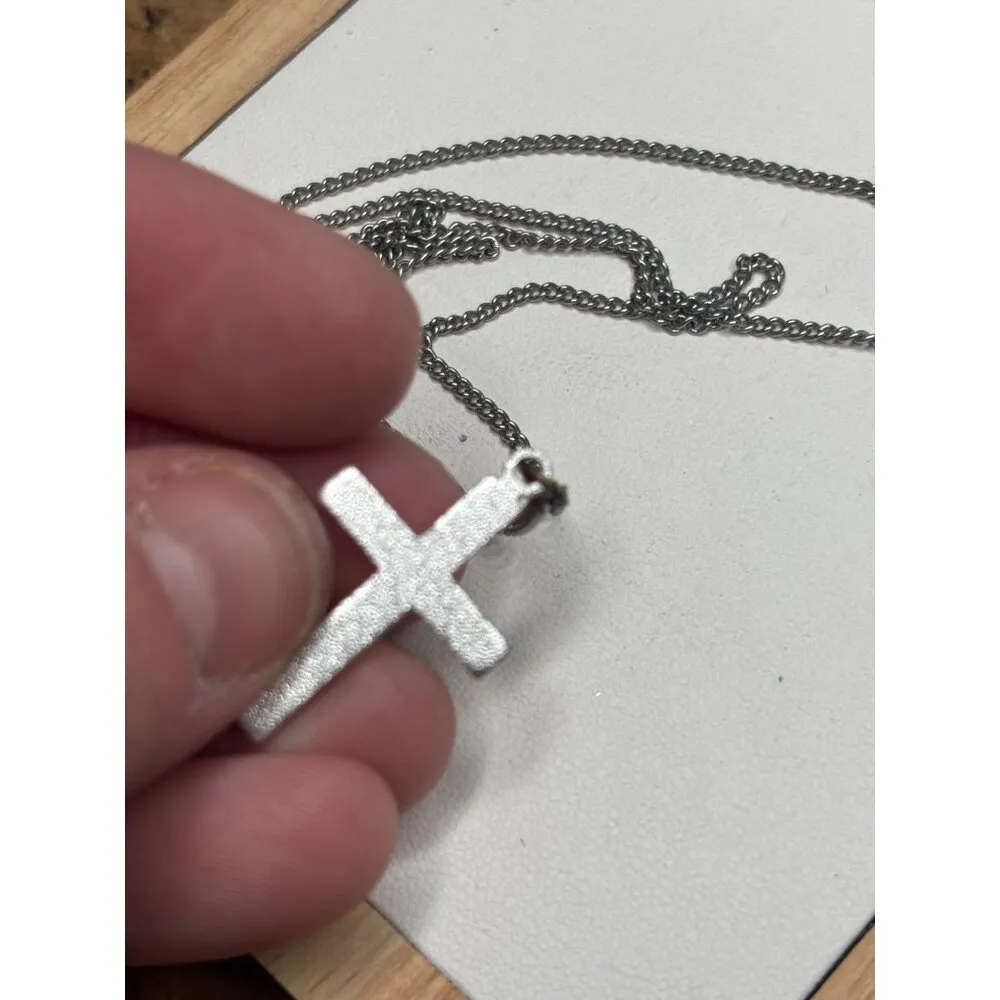 Sterling Silver Cross Necklace With Delicate Chain 18 Inch Length Timeless Relig - Image 4