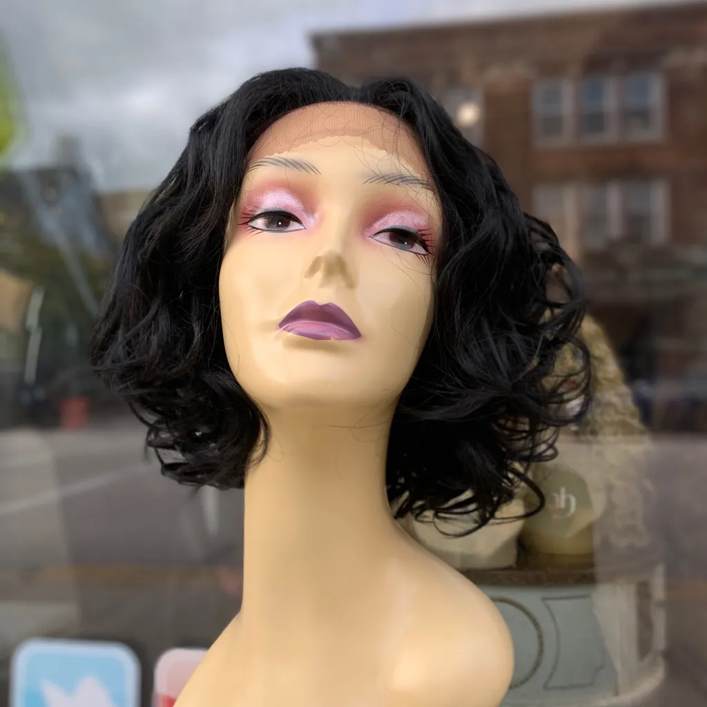 Short curly bob soft lace wig 2020 Black - Image 5