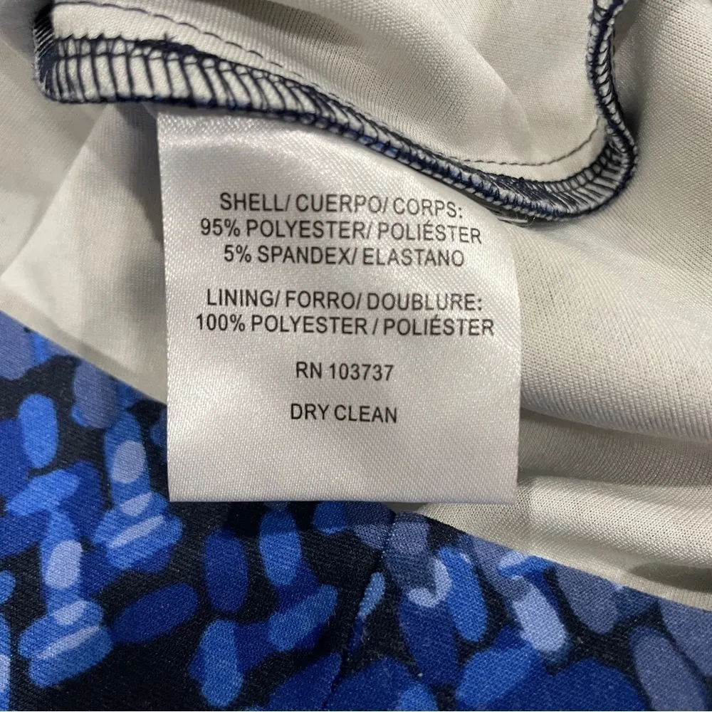 Donna Morgan Blue Patterned Knee Length Dress - Image 4