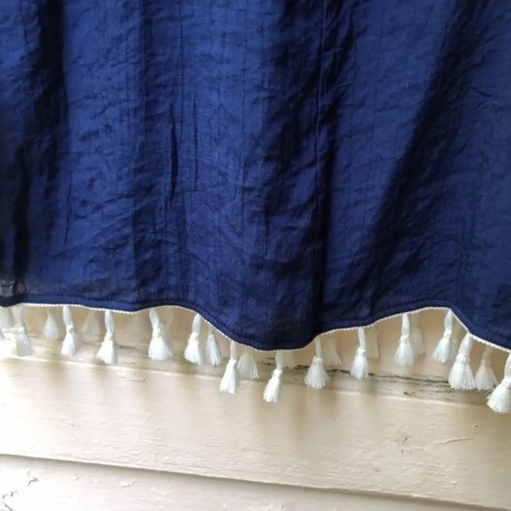 NWT Kona sol blue white Aztec v neck tassel 3/4 sleeve swimsuit coverup size S - Image 5